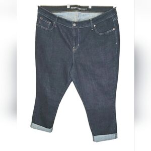Old Navy Mid Rise Curvy Jeans Woman Plus Size 18W Dark Blue Denim Cuffed Hem New